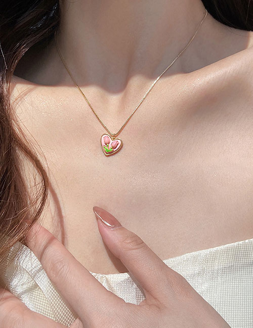 Fashion 3# Alloy Flower Heart Necklace