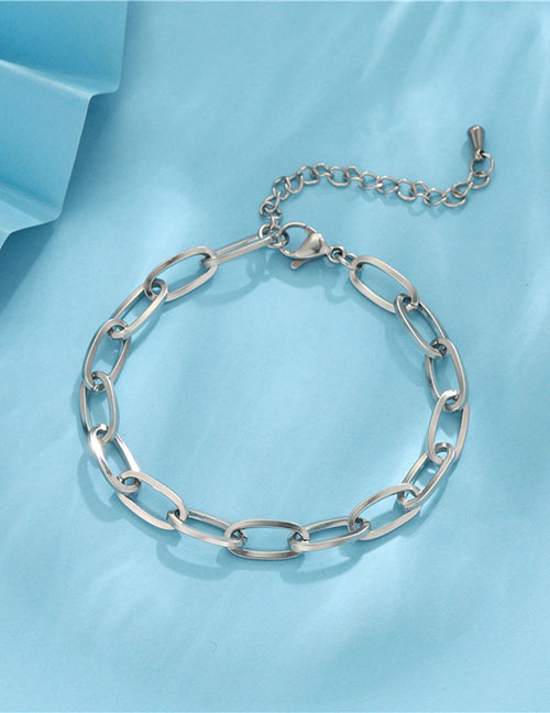 Fashion Silver Titanium Geometric Link Bracelet