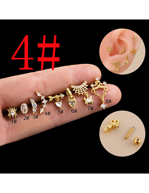 Fashion 4#-gold Titanium Steel Geometric Piercing Stud Earrings