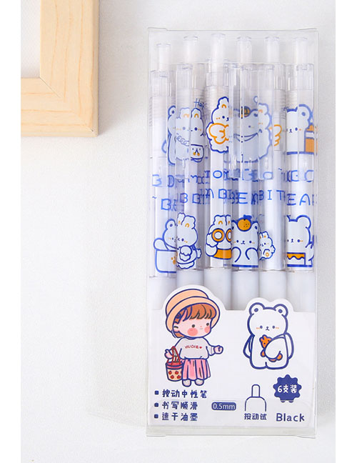 Fashion Blues Cute Bear (6 Boxes) Cartoon Push Gel Pen Blind Box
