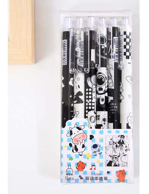 Fashion Black And White Space (6 Boxes) Cartoon Push Gel Pen Blind Box