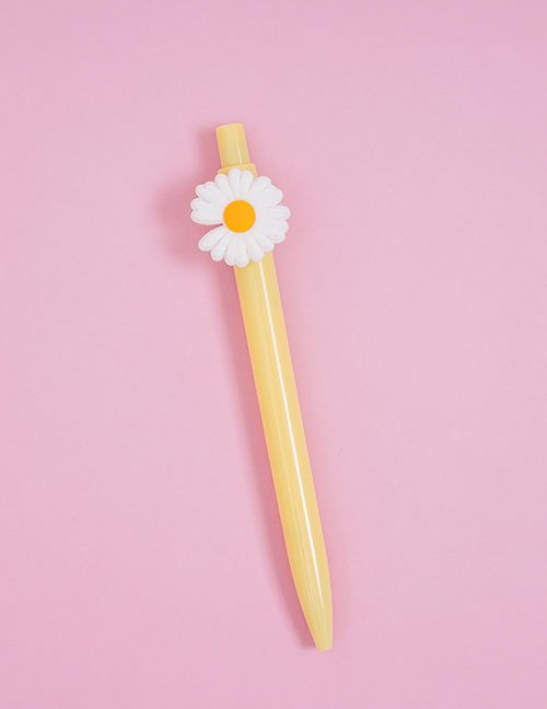 Fashion Yellow Stem-white Daisy Cartoon Fruit Press Ballpoint Pen
