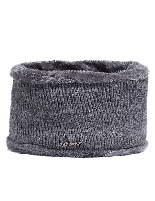 Fashion Thickened (plus Fleece) Scarf Gray Acrylic Knit Plush Scarf