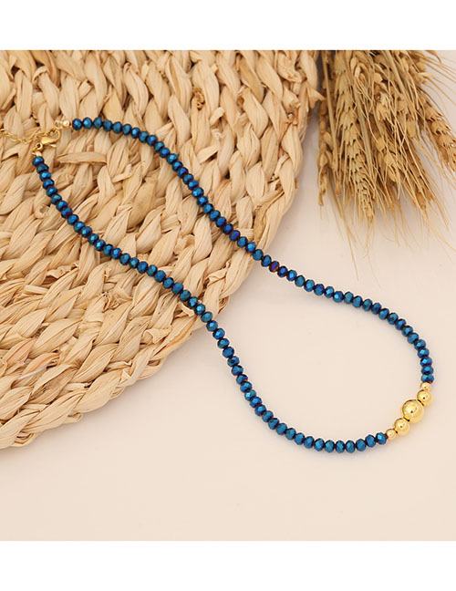 Fashion 4# Royal Blue Geometric Crystal Beaded Necklace