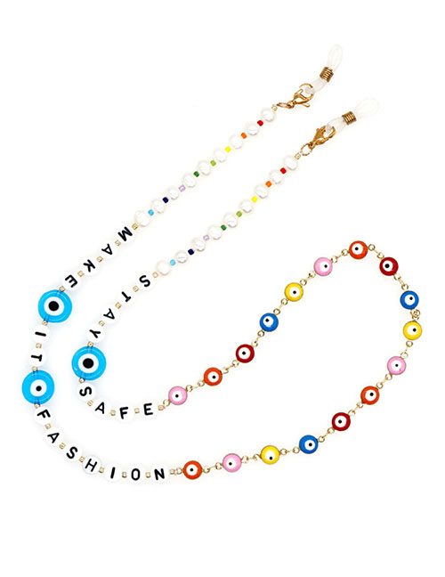 Fashion Color Rice Beads Alphabet Beads Eye Beaded Glasses Chain