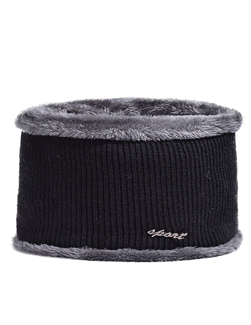 Fashion Scarf Black Acrylic Knit Scarf