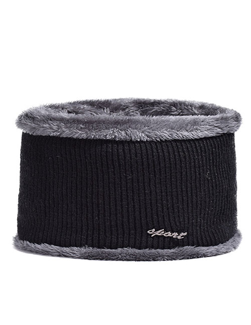 Fashion Scarf Black Acrylic Knit Scarf