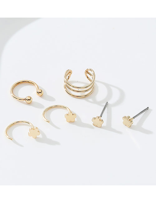 Fashion Gold Alloy Geometric Flower Earring Set