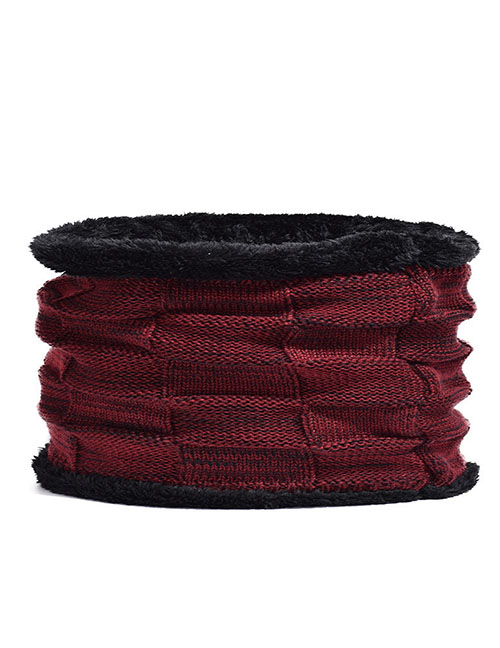 Fashion Wine Red Scarf Acrylic Knit Plush Scarf