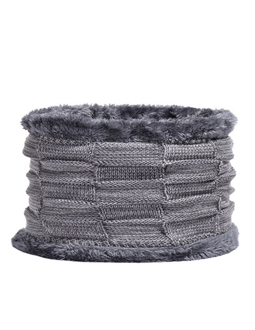 Fashion Scarf Gray Acrylic Knit Plush Scarf