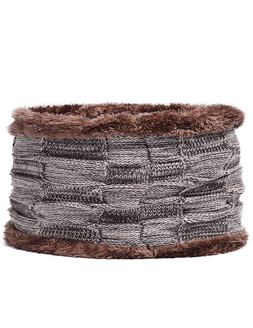 Fashion Khaki Scarf Acrylic Knit Plush Scarf