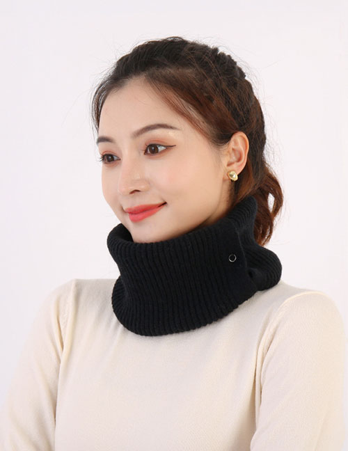 Fashion Black Solid Color Knitted Scarf