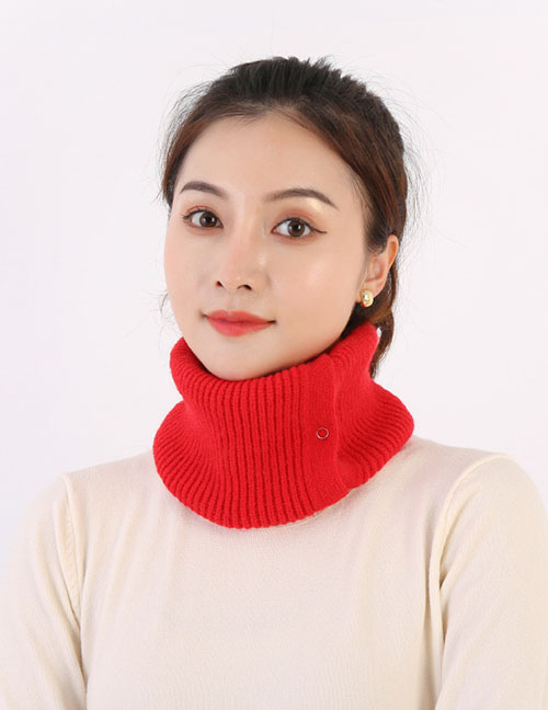 Fashion Red Solid Color Knitted Scarf