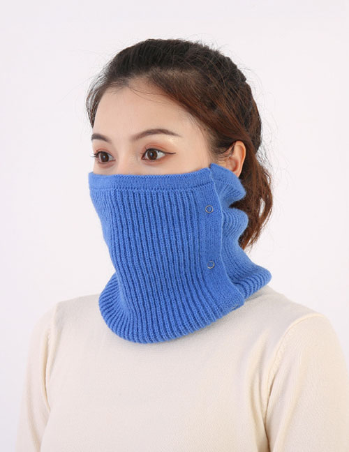 Fashion Blue Solid Color Knitted Scarf