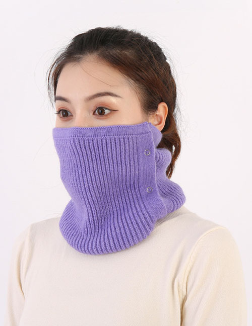 Fashion Purple Solid Color Knitted Scarf