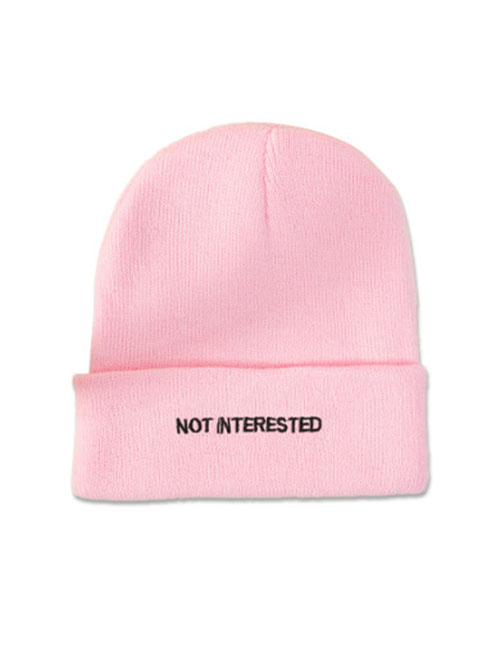 Fashion Pink Acrylic Knit Letter Embroidered Beanie