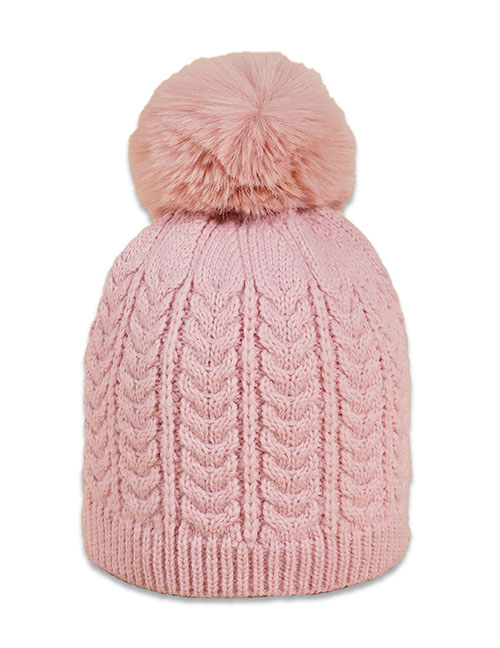 Fashion Pink Acrylic Knit Pom Beanie