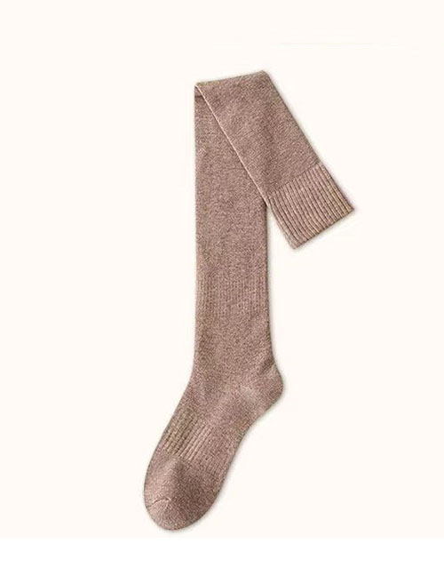 Fashion Terry Khaki Calf Socks Cotton Knit Terry Calf Socks