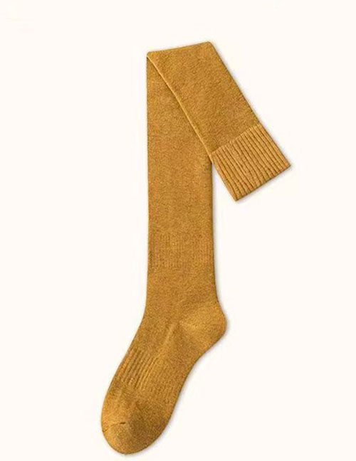 Fashion Terry Turmeric Calf Socks Cotton Knit Terry Calf Socks