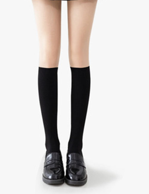 Fashion Upper Skin Black Lower Legs Velvet-paneled Over-the-knee Stockings