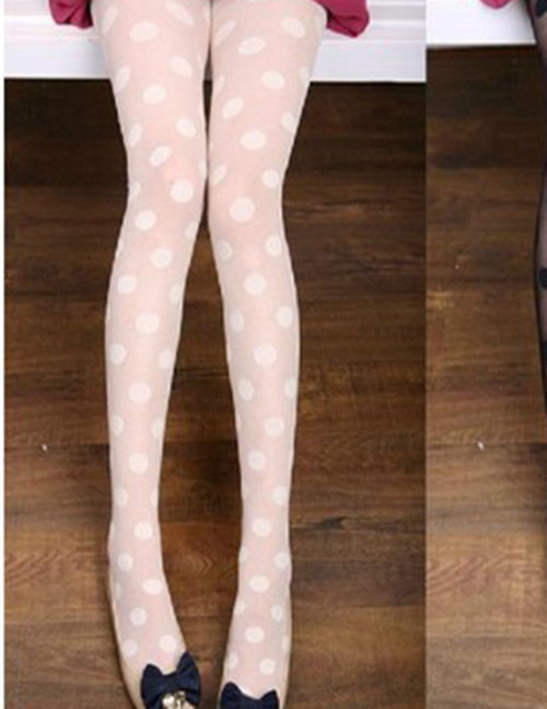 Fashion White Polka Dot Jacquard Stockings
