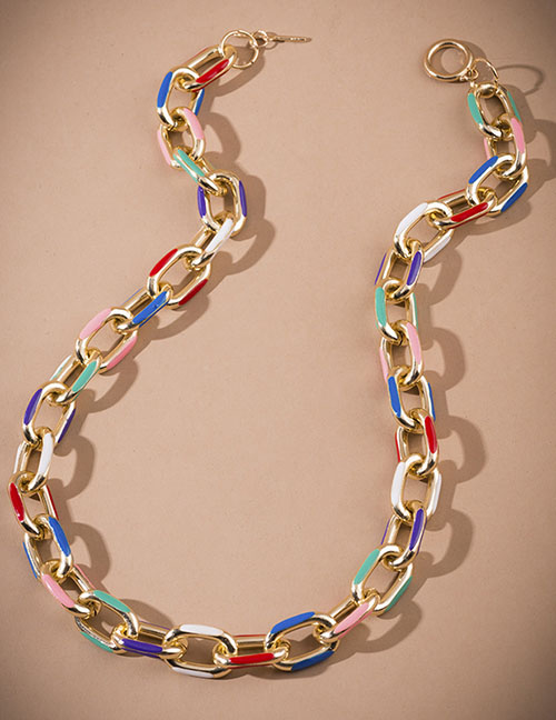 Fashion Color Metal Geometric Chain Necklace