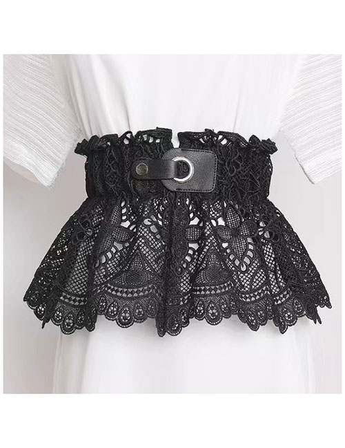 Fashion 05 Dark Button / Black Woven Lace Girdle