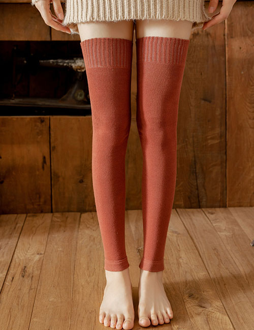 Fashion Leg Wrap Caramel Poly Cotton Knitted Knee Socks