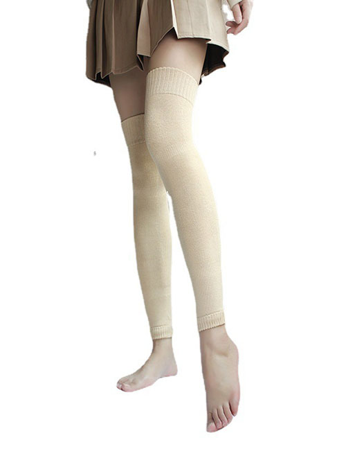 Fashion Leg Sleeves Skin Color Poly Cotton Knitted Knee Socks