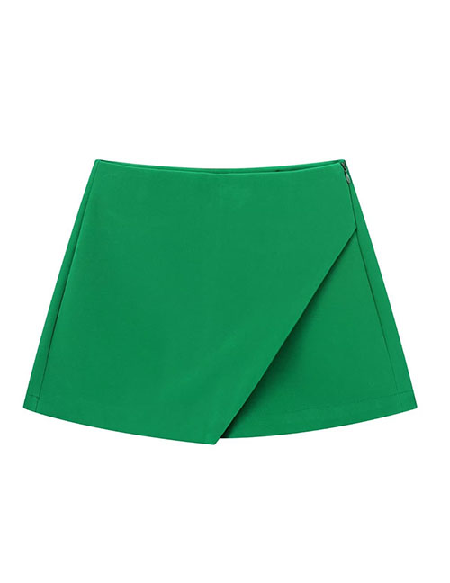 Fashion Green Asymmetric Skirt Pants