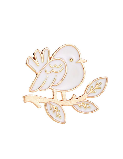 Fashion White Alloy Dripping Bird Brooch