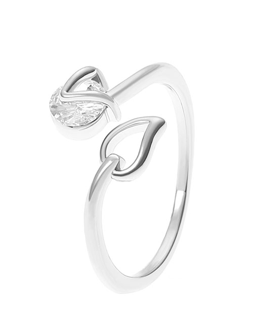 Fashion 2# Copper And Diamond Geometric Open Ring