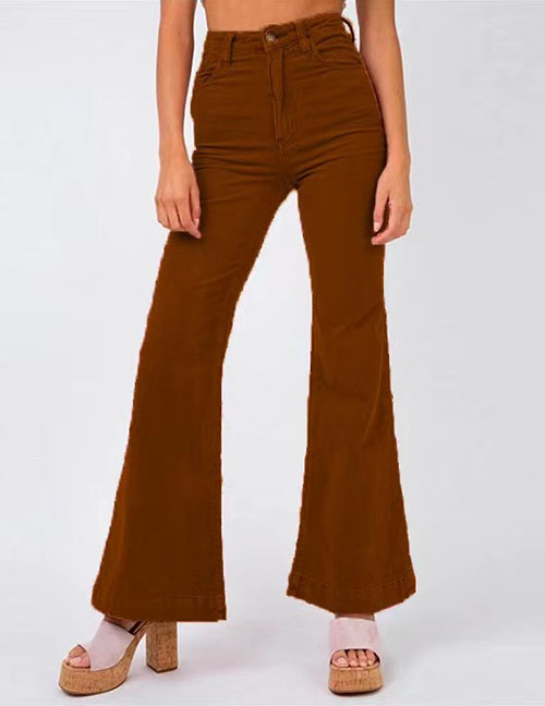 Fashion Brown Corduroy Wide-leg Flared Trousers