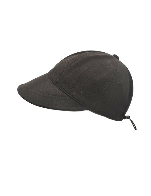 Fashion Black Woolen Bucket Hat