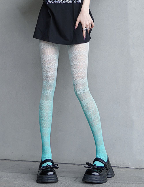 Fashion Gradient Green [net Stockings] Gradient Cutout Lace Fishnet Stockings