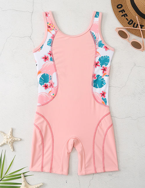 Fashion Pink Spandex Print Children's One-piece Swimsuit
