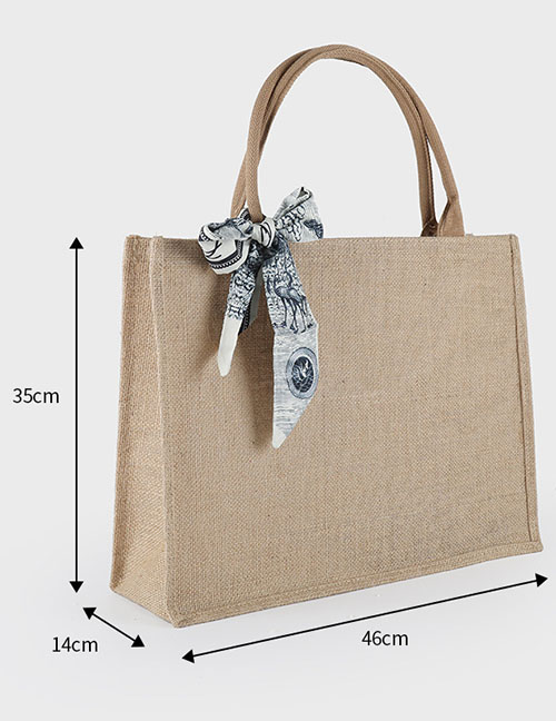 Fashion 46*35*14 With Silk Scarf Cotton Linen Shopping Bag