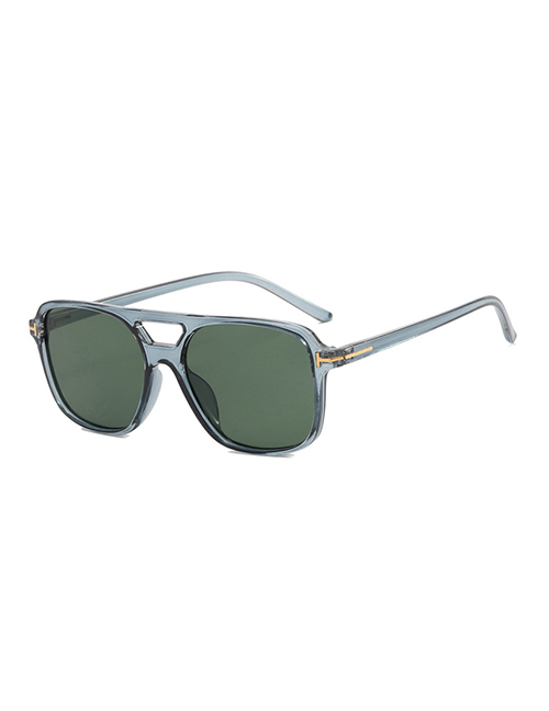 Fashion Transparent Gray Dark Green Pc Double Beam Square Sunglasses