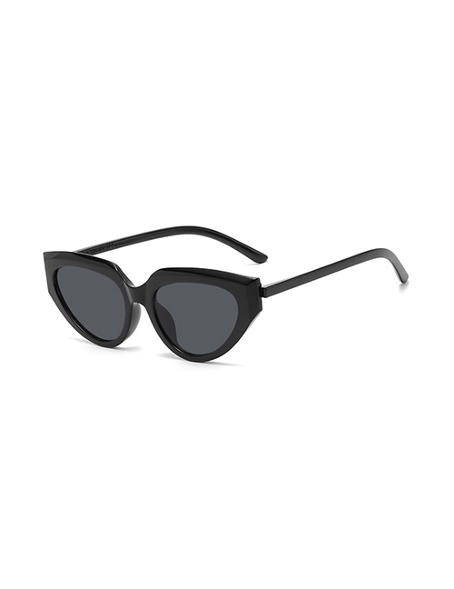 Fashion Bright Black All Gray Triangle Cat Eye Sunglasses