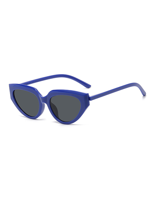 Fashion Blue Frame All Gray Triangle Cat Eye Sunglasses