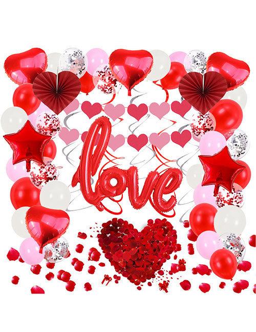 Fashion Valentine's Day Love Love Suit Geometric Alphabet Heart Balloon Set