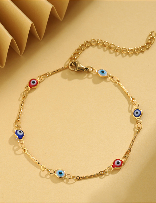 Fashion Gold Gold Plated Brass Oil Drip Eye Chain Bracelet