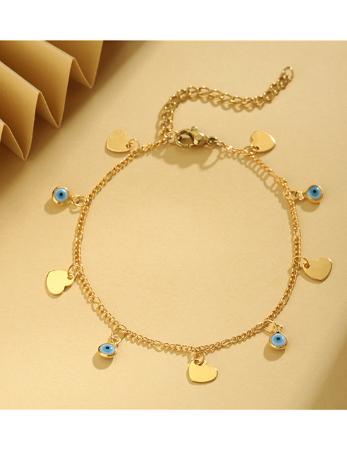 Fashion Gold Gold Plated Copper Heart Tassel Eye Chain Bracelet