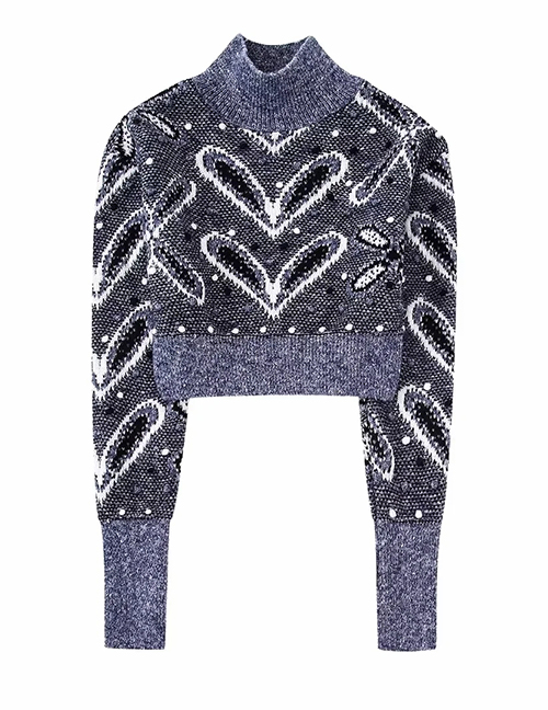 Fashion Grey Wool-knit Jacquard-knit Sweater