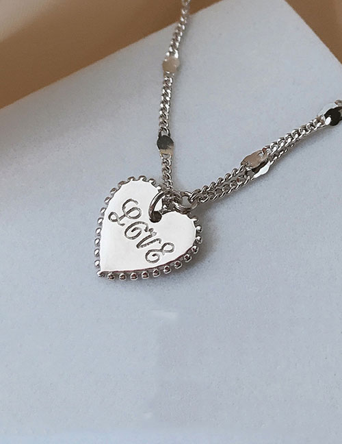 Fashion Silver Pure Copper Alphabet Heart Necklace