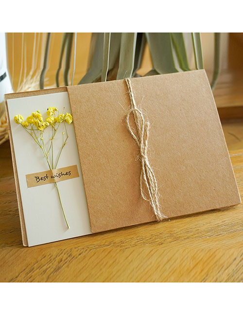 Fashion Yellow Baby's Breath Kraft Paper Floral Greeting Card