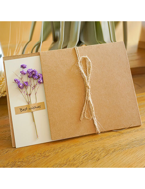Fashion Purple Gypsophila Kraft Paper Floral Greeting Card