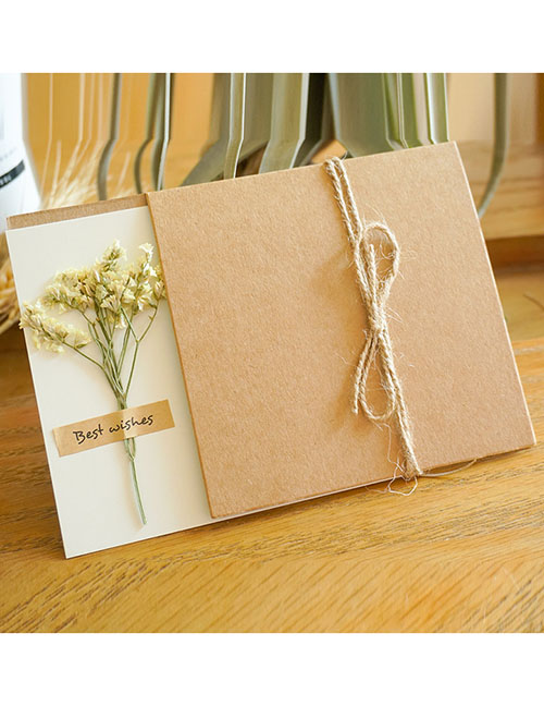 Fashion Yellow Crystal Grass Kraft Paper Floral Greeting Card