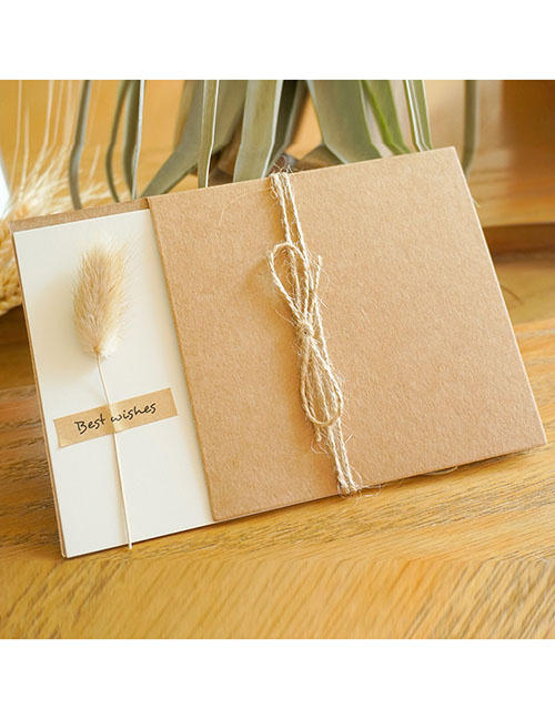 Fashion Primary Color Rabbit Tail Kraft Paper Floral Greeting Card
