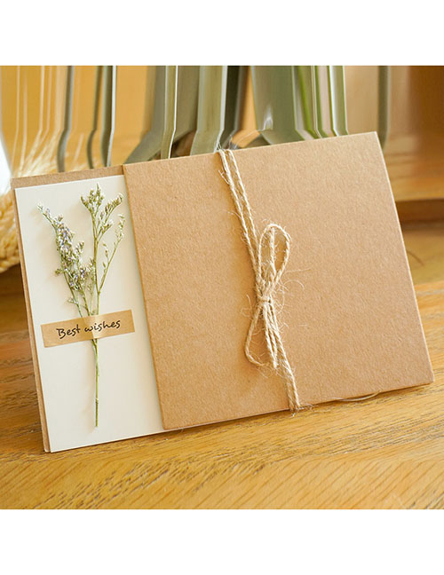 Fashion Valentine Grass Kraft Paper Floral Greeting Card